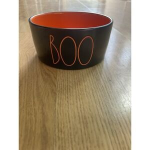 Rae Dunn BOO 6" Dog‎ Cat Pet Candy Bowl Halloween Ceramic Black Orange